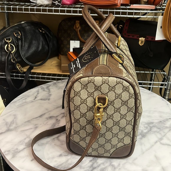 Vintage Gucci | GG Monogram Weekender Duffle Boston Bag w/ Built-In Lock - Picture 5 of 17